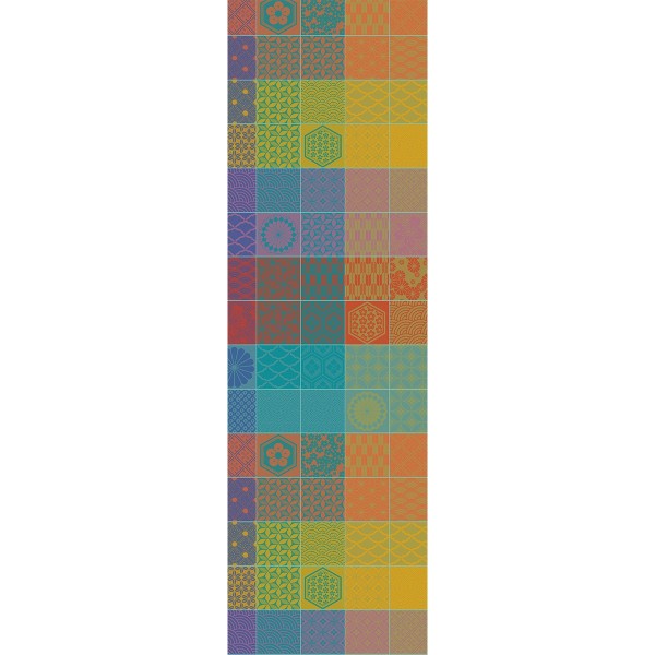 Chemin de table coton jacquard Mille Hana Floralies, Garnier-Thiébaut