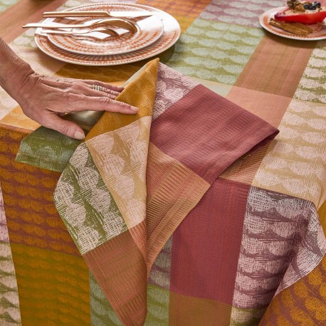 Serviettes de table coton jacquard Mille Halos Prunus, Garnier-Thiébaut