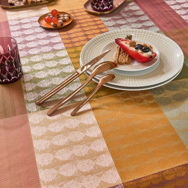 Chemin de table coton jacquard Mille Halos Prunus, Garnier-Thiébaut