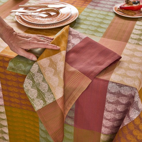 Serviettes de table coton jacquard Mille Halos Prunus, Garnier-Thiébaut