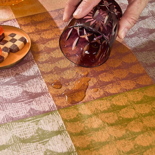 Nappe enduite sur mesure Mille Halos Prunus, laize 180cm, Garnier-Thiébaut