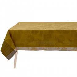 Tissu nappe au mètre Souveraine Or pur lin laize 180cm, Le Jacquard Français