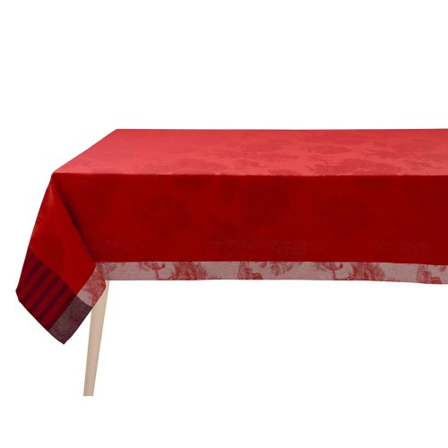 Tissu nappe au mètre Souveraine Carmin pur lin laize 180cm, Le Jacquard Français