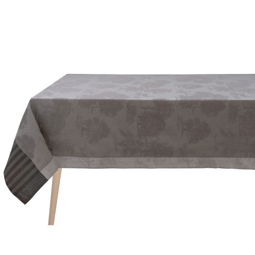 Tissu nappe au mètre Souveraine Argent pur lin laize 180cm, Le Jacquard Français