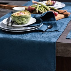 Chemin de table jacquard coton Végétal Mood Myrtille Le Jacquard Français