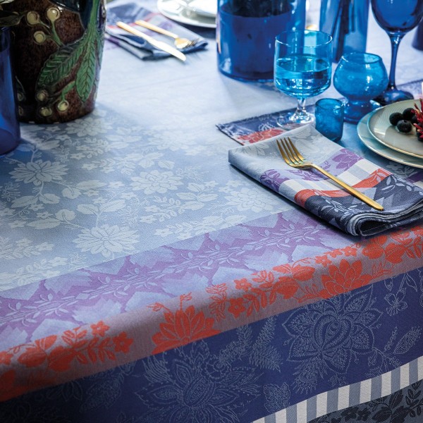 Tissu enduit Gipsy Azur, laize 180cm, Le Jacquard Français