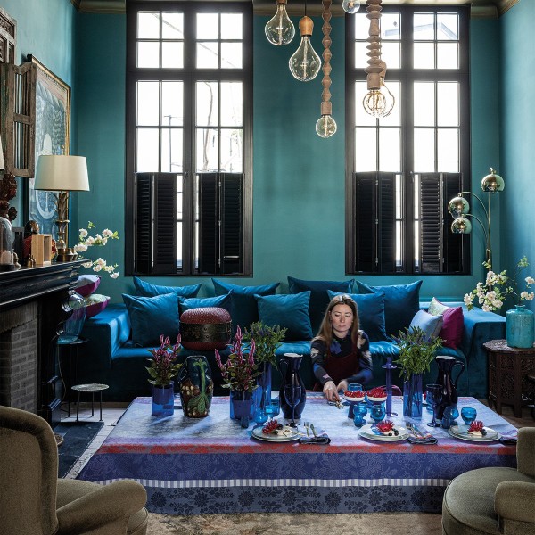 Tissu enduit Gipsy Azur, laize 180cm, Le Jacquard Français