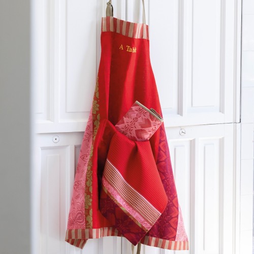 Tablier, gant et torchons de cuisine Gipsy rubis, Le Jacquard Français 
