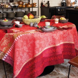 Petit Carré déco jacquard coton Gipsy Rubis, Le Jacquard Français