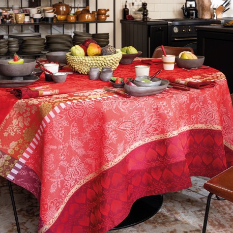 Petit Carré déco jacquard coton Gipsy Rubis, Le Jacquard Français