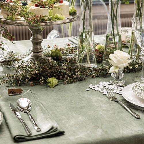 Serviettes de table jacquard pur lin Tivoli verveine, Le Jacquard Français