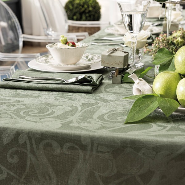 Nappes jacquard pur lin Tivoli verveine, Le Jacquard Français