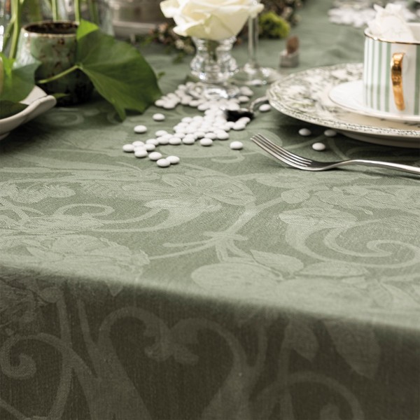 Nappes jacquard pur lin Tivoli verveine, Le Jacquard Français