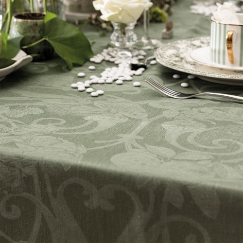 Nappes jacquard pur lin Tivoli verveine, Le Jacquard Français