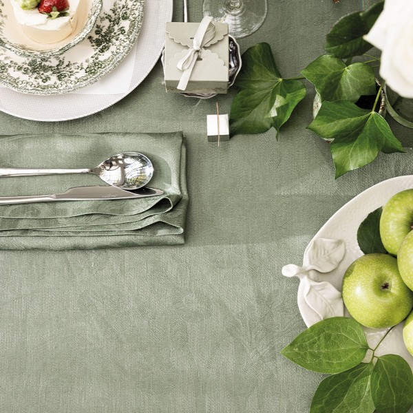 Nappes jacquard pur lin Tivoli verveine, Le Jacquard Français
