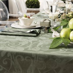 Nappe sur mesure Tivoli Verveine jacquard pur lin laize 245cm, Le Jacquard Français