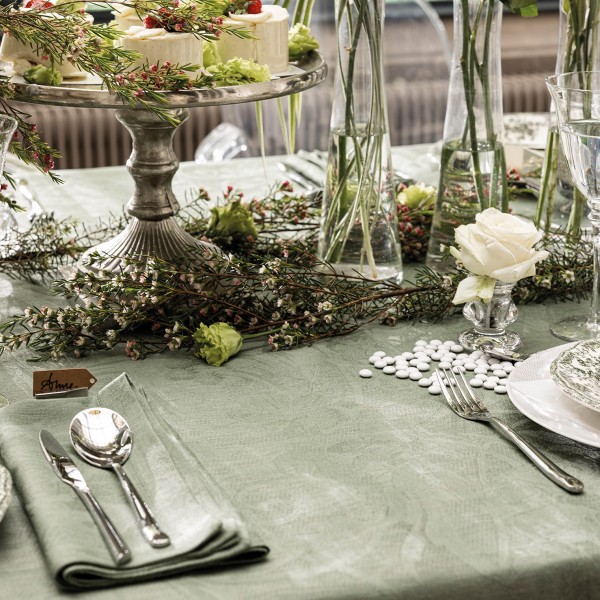 Serviettes de table Tivoli Verveine jacquard pur lin, Le Jacquard Français