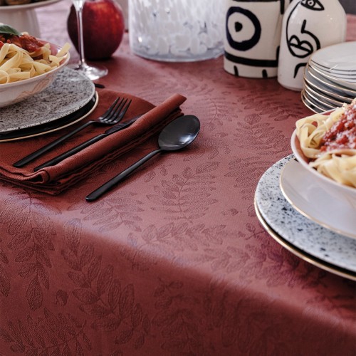 Tissu enduit nappe Végétal Mood Goji, laize 180cm, Le Jacquard Français