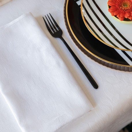 Serviettes de table jacquard coton Végétal Mood Blanc, Le Jacquard Français 