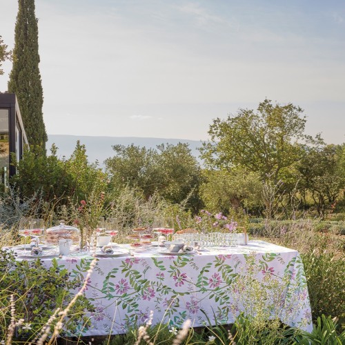 Nappe imprimé coton/lin Pois de senteur Floral, Le Jacquard Français 