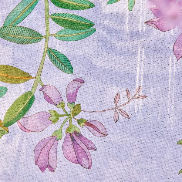 Chemin de table imprimé coton/lin Pois de senteur Floral, Le Jacquard Français