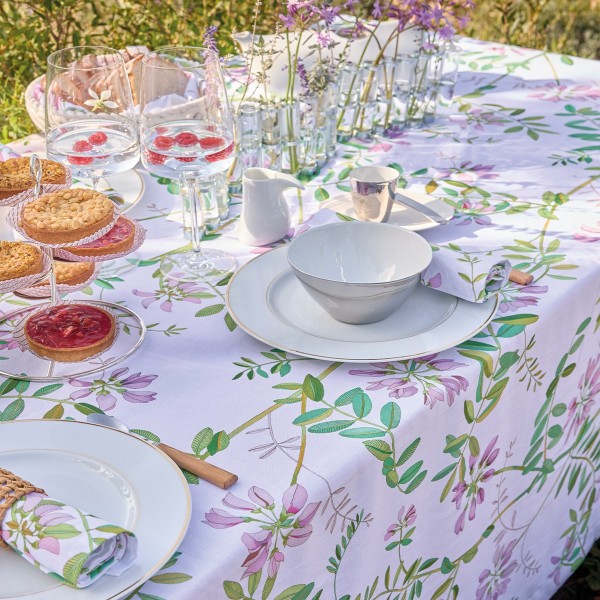 Nappe imprimé coton/lin Pois de senteur Floral, Le Jacquard Français
