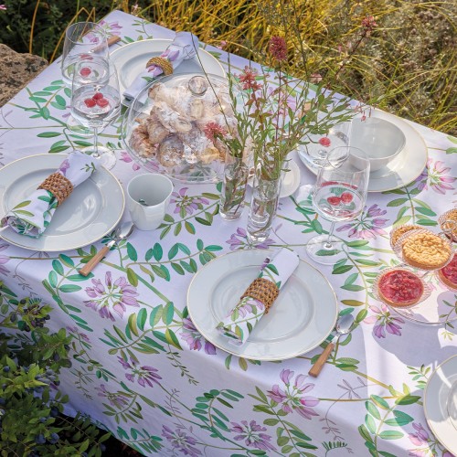 Nappe imprimé coton/lin Pois de senteur Floral, Le Jacquard Français