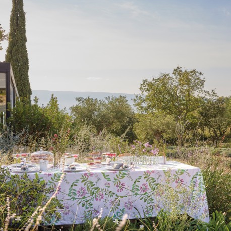 Nappe imprimé coton/lin Pois de senteur Floral, Le Jacquard Français