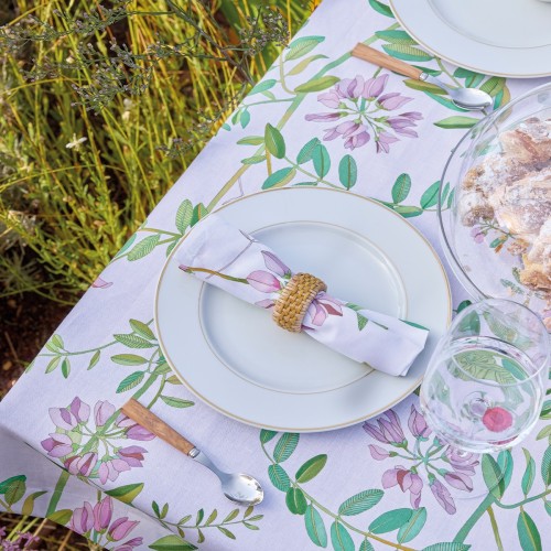 Nappe imprimé coton/lin Pois de senteur Floral, Le Jacquard Français