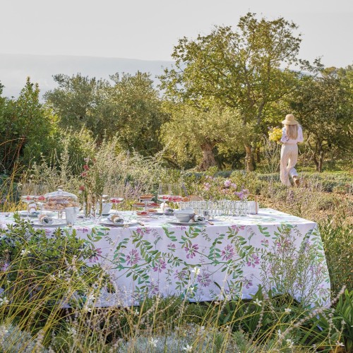 Nappe imprimé coton/lin Pois de senteur Floral, Le Jacquard Français