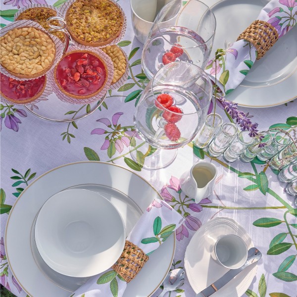 Nappe imprimé coton/lin Pois de senteur Floral, Le Jacquard Français