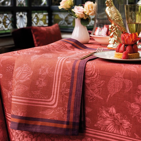 Serviettes de table jacquard pur lin Romance Passion, Le Jacquard Français