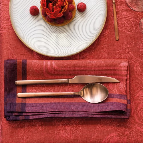 Serviettes de table jacquard pur lin Romance Passion, Le Jacquard Français