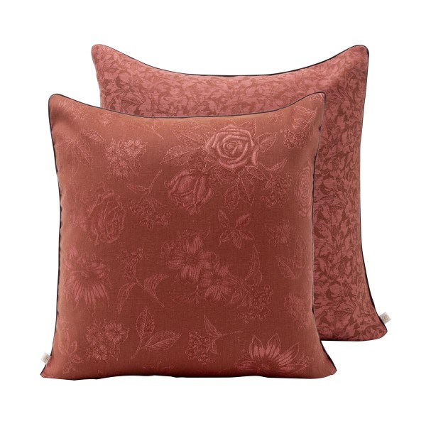 Housse de coussin coton et lin Romance Passion 50x50cm, Le Jacquard Français