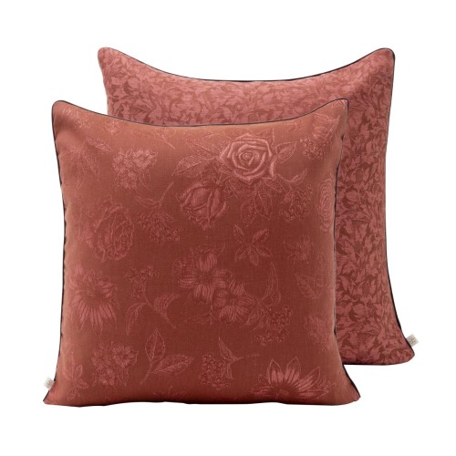 Housse de coussin coton et lin Romance Passion 50x50cm, Le Jacquard Français