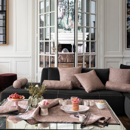 Petit Carré déco jacquard pur lin Romance Charme, Le Jacquard Français