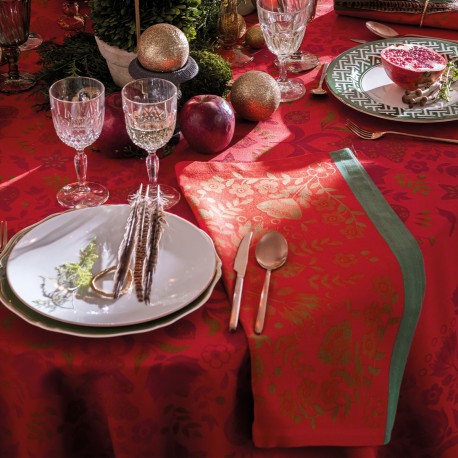 Serviettes de table de Noël Féerie Sucre d'orge, Le Jacquard Français 