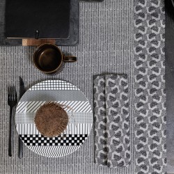 Serviettes de table coton Empreintes Pois Charbon, Le Jacquard Français