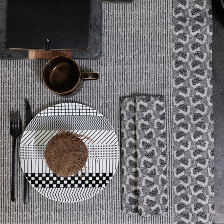 Serviettes de table coton Empreintes Pois Charbon, Le Jacquard Français