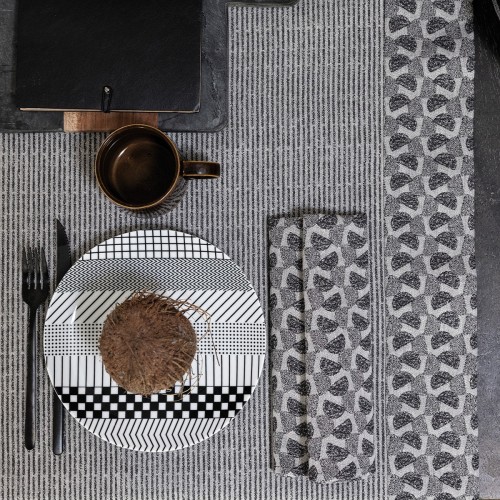 Serviettes de table coton Empreintes Pois Charbon, Le Jacquard Français