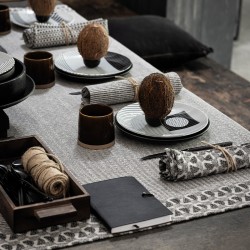 Serviettes de table coton Empreintes Rayures Charbon, Le Jacquard Français