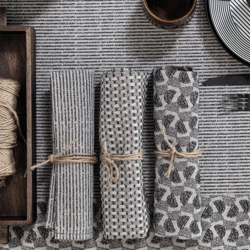 Serviettes de table Empreintes Charbon, Le Jacquard Français