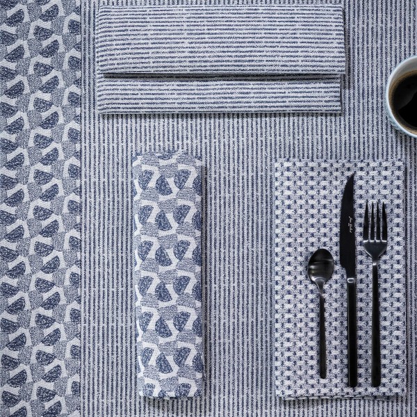 Serviettes de table coton Empreintes Pois Cobalt, Le Jacquard Français