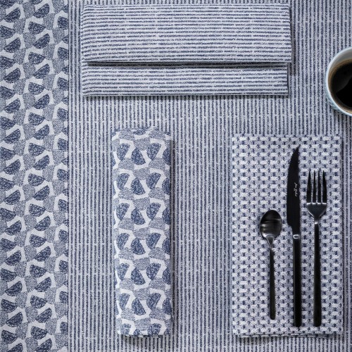 Serviettes de table coton Empreintes Pois Cobalt, Le Jacquard Français