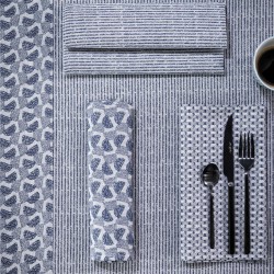 Serviettes de table coton Empreintes Pois Cobalt, Le Jacquard Français 