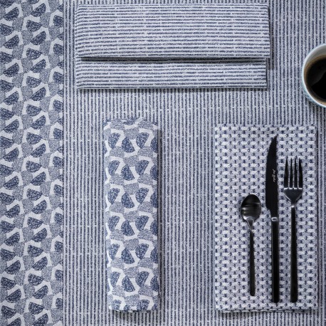 Serviettes de table coton Empreintes Pois Cobalt, Le Jacquard Français 