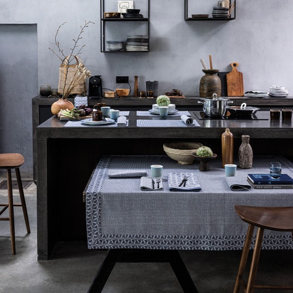 Nappe coton Empreintes Cobalt, Le Jacquard Français 