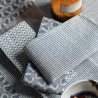 Serviettes de table coton Empreintes Rayures Cobalt, Le Jacquard Français (par 4)