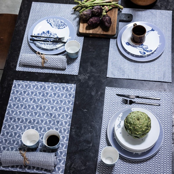 Sets de table enduits Empreintes Cobalt, Le Jacquard Français 