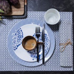 Sets de table enduits Empreintes Tissage Cobalt, Le Jacquard Français 